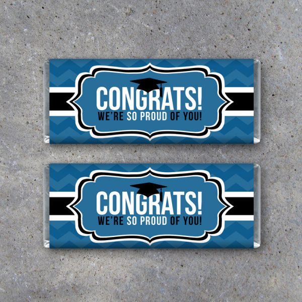 Graduation CONGRATS Candy Bar Wrapper in Blue – Instant Download Printable Files – Printable Candy Bar Wrappers – Graduation Party Favors