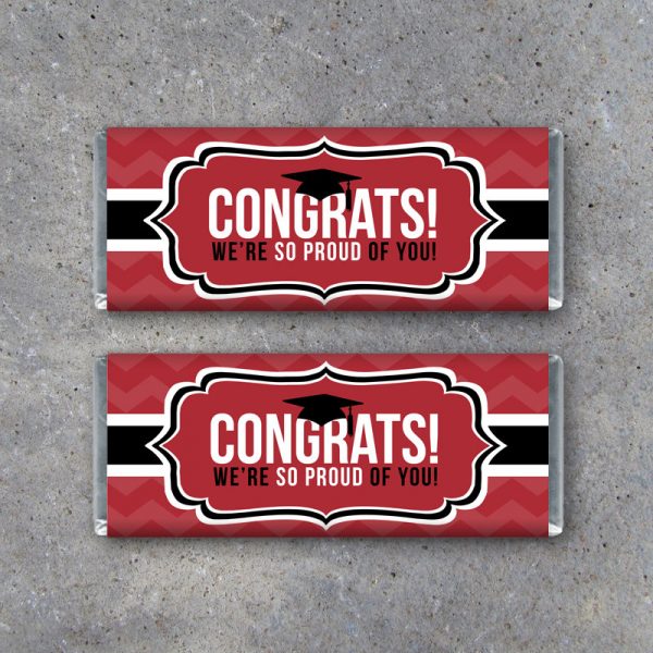 Graduation CONGRATS Candy Bar Wrapper in Red – Instant Download Printable Files – Printable Candy Bar Wrappers – Graduation Party Favors