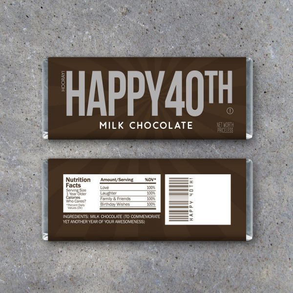 HAPPY 40TH Candy Bar Wrappers – Printable Instant Download – Happy 40th Birthday Hershey's Candy Bar Wrappers – Use as a gift or gift tag!