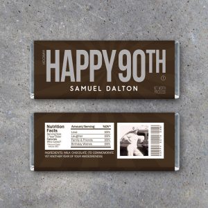 HAPPY 90TH Personalized Candy Bar Wrappers – Printable Instant Download