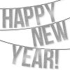 HAPPY NEW YEAR Banner – Instant Download Printable Files – Silver Glitter Individual Letters & Numbers – Pennant – Bunting – Garland – Decor