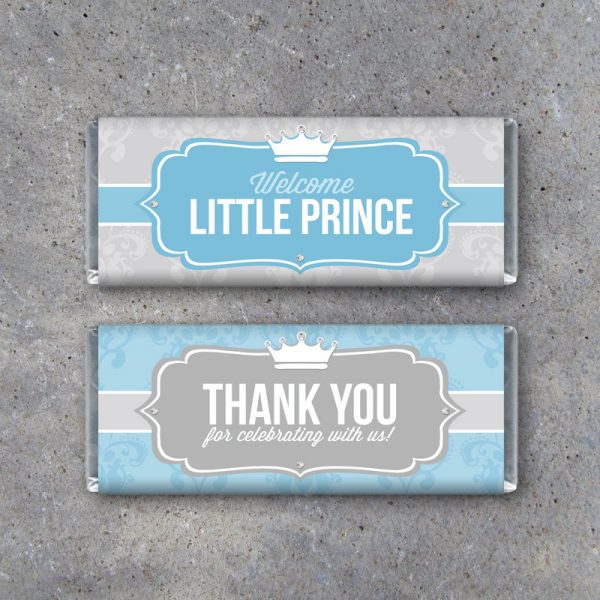 Little Prince Baby Shower Candy Bar Wrappers – Printable Instant Download – "Welcome" & "Thank You" Baby Boy Shower Ideas and Party Favors