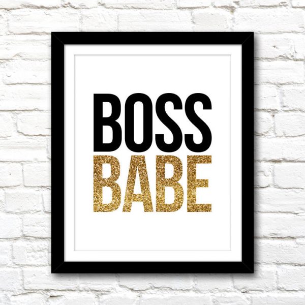 Printable Art Gold Glitter Boss Babe Office Art – Printable Instant Download – Home Office Decor – Motivational Art – DIY Gallery Wall Ideas