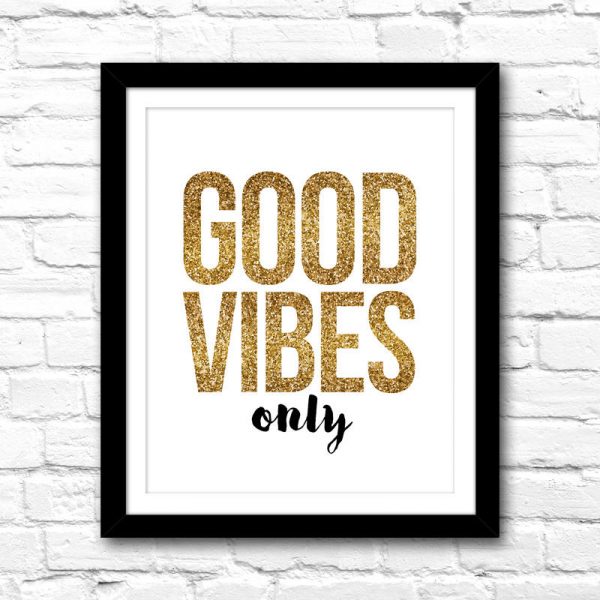 Printable Art Good Vibes Only – Printable Instant Download – Home Office Decor – Printable Art – DIY Gallery Wall Ideas – Gold Glitter Art