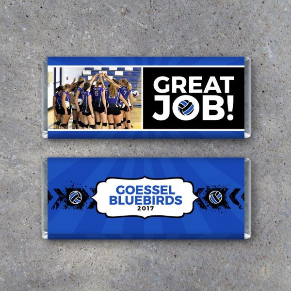 Sports Photo Hershey Candy Bar Wrappers – Printable Files personalized with team photo, custom text and school colors – Great Job or Thanks