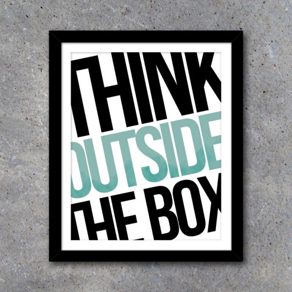 Think Outside The Box Office Art in 3 Colors – Printable Instant Download – Home Office Decor – Motivational Art – DIY Gallery Wall Ideas